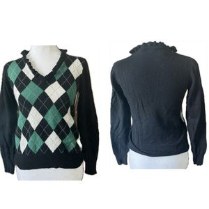 Abacus Argyle Cashmere Blend Sweater Size Small